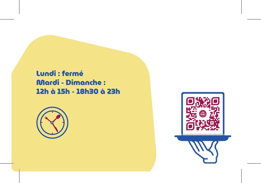 Carte de visite Casa Gaudi, verso : horaires d'ouverture et QR code tenu par une main.